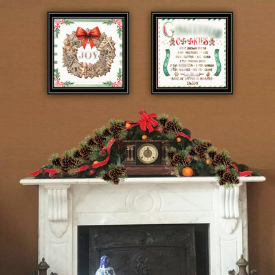 Elegant Living Room Accessory: 2 Framed - Multicolor Wood And Paper, 14X1x4, 4Lb Bedroom Decor:
