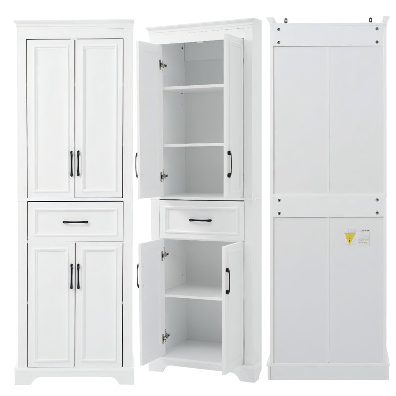 Meuble-lavabo autoportant 70,8 po moderne avec portes à fermeture douce, tablettes réglables et conception anti-basculement, blanc