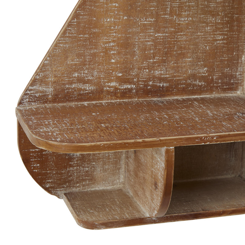 Wood 8 Cubbies Sail Boat Wall Shelf