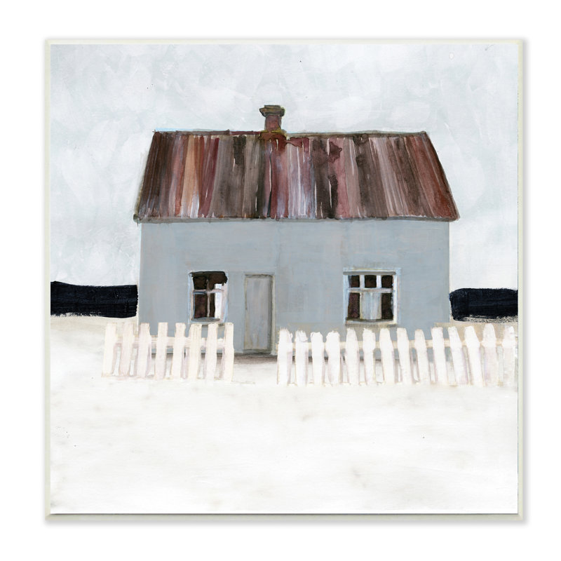 Paysage côtier rustique de maison de plage d'hiver, Plaque murale, H 12 po x l 12 po x P 0,5 po