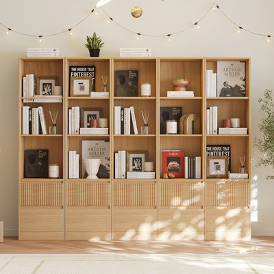 Branigans 5 Pcs 3-Tier Cube Bookshelf Storage Cabinet With Double Drawer And Shelf