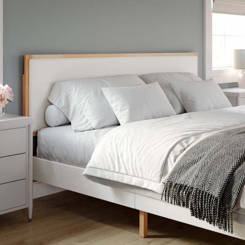 Lit plateforme en bois avec base tapissier Martha Stewart Flynn, Très grand lit