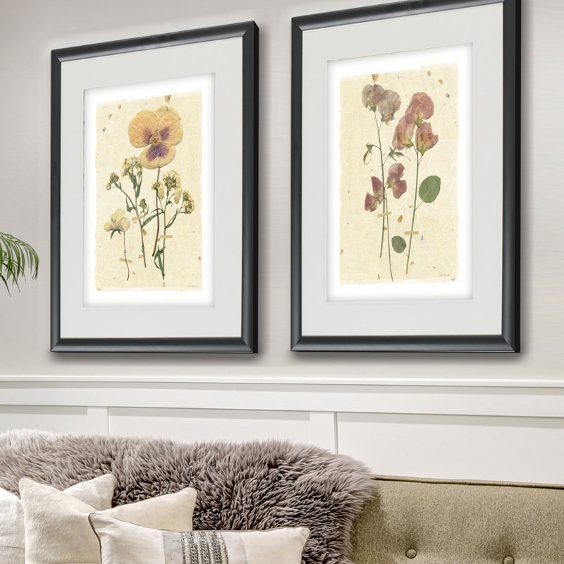« pressed pansy »-2 pièces, ensemble de 2 reproductions de photos sur papier, Noir
