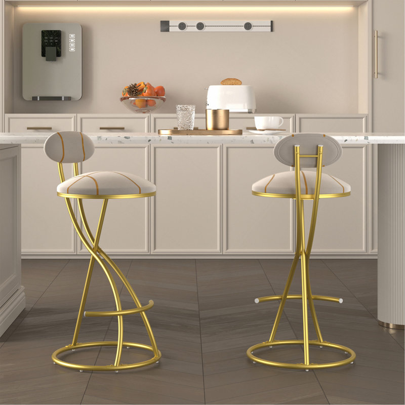 Ensemble de 2 tabourets de bar en forme de S avec dossier et chaises rembourrées avec tabouret à hauteur de comptoir pour îlot de cuisine
