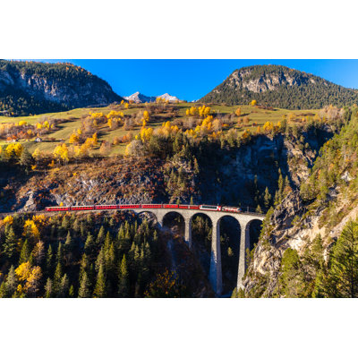 Train Running On Landvasser Viaduct by VogelSP - Wrapped Canvas Print