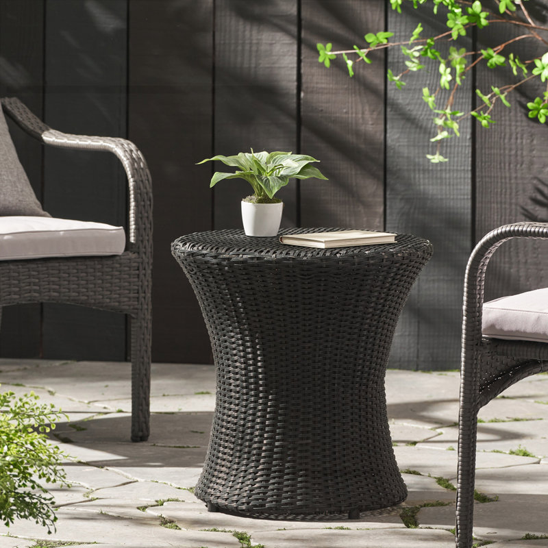 Table d'appoint de patio avec design élégant sans plateau en verre, Noir