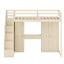 Lit mezzanine intelligent avec marches de rangement, bureau de coiffeuse avec miroir, grand espace de rangement, charge USB et lumières DEL-1873476890