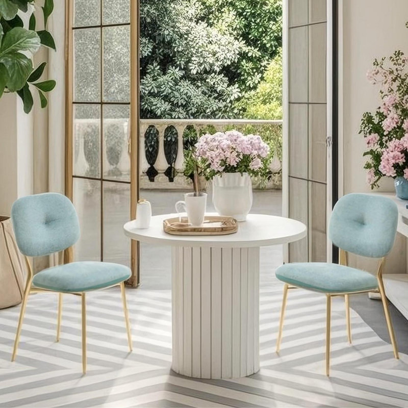 Modern Dining Chairs Set Of 2 (Only Including Chair), Teal, Gold