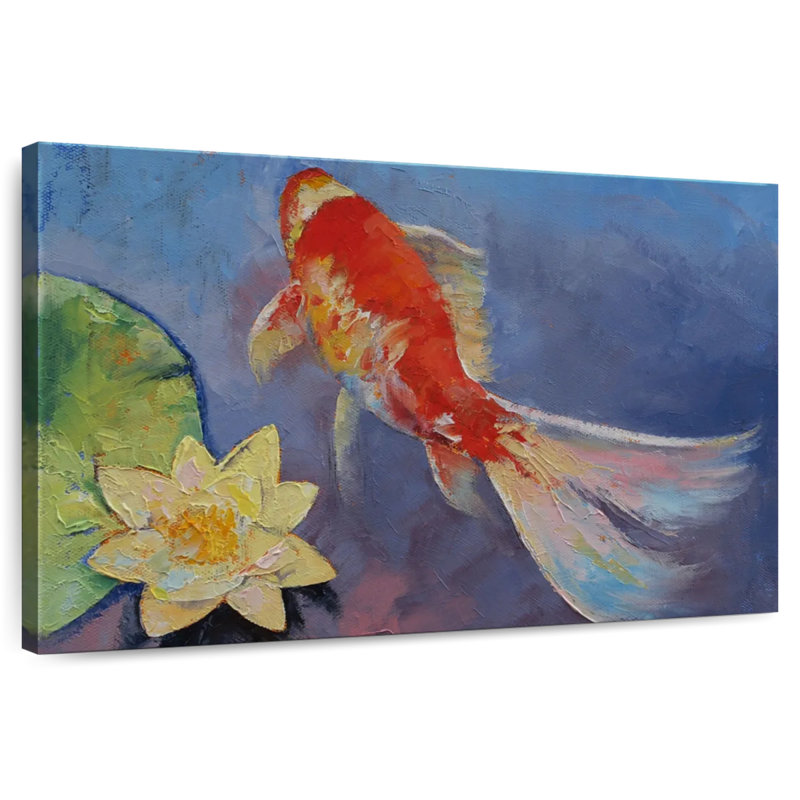 Koi On Blue And Mauve, 8" H x 12" W
