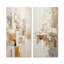 Ensemble de 2 peintures murales beiges et dorées - Collages abstraits sur toile-102570195-102570192