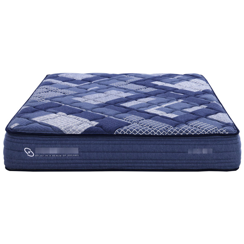 Matelas double 10 po avec unité de poche, mousse à mémoire de forme, bleu + housse souple multi et livraison en rouleau compressé