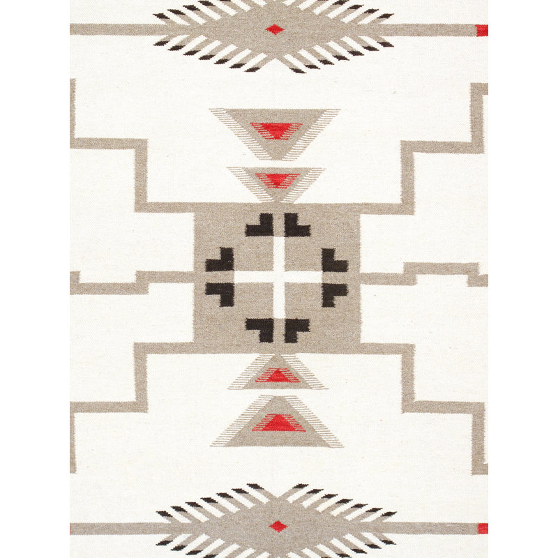 Tuscany Geometric Handmade Flatweave Rectangle 8'2" x 9'10" Wool Area Rug in Ivory/Red/Black
