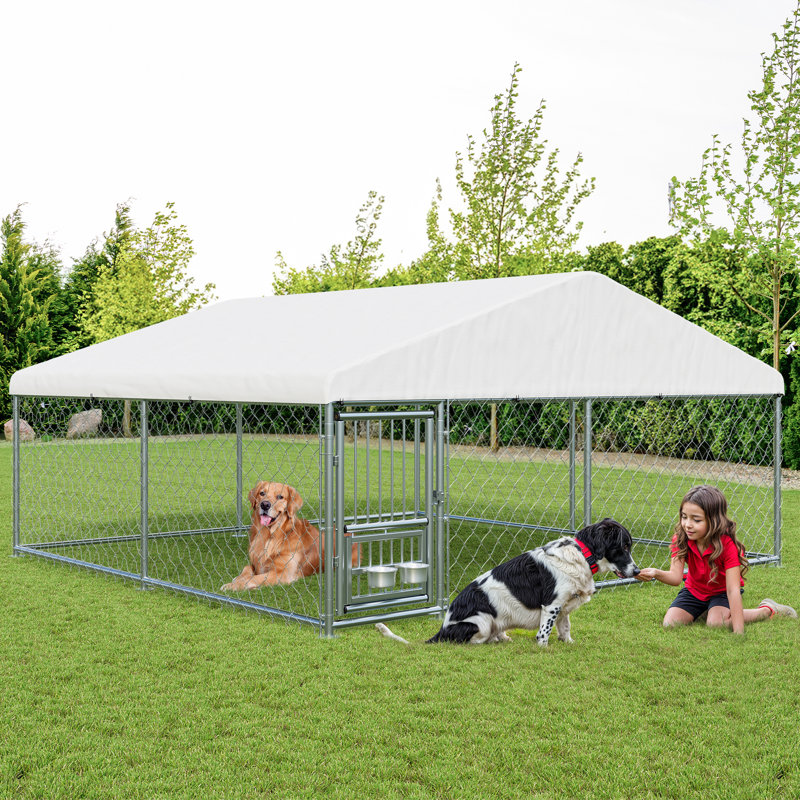 Grand chenil d'extérieur 120 po x 120 po avec cadre galvanisé et housse imperméable