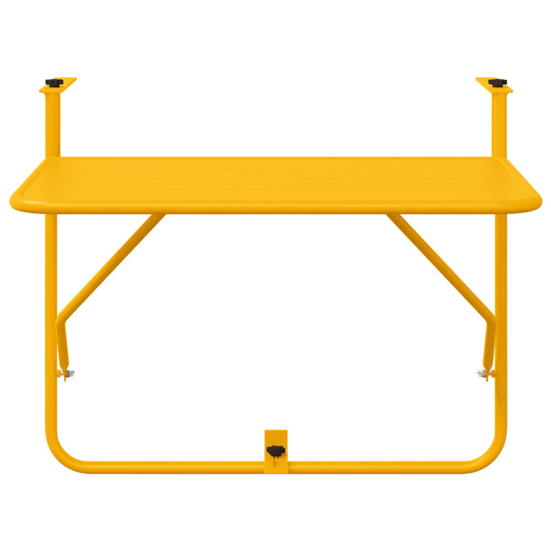 Balcony Table Metal Medium Collapsible Patio Table, Yellow