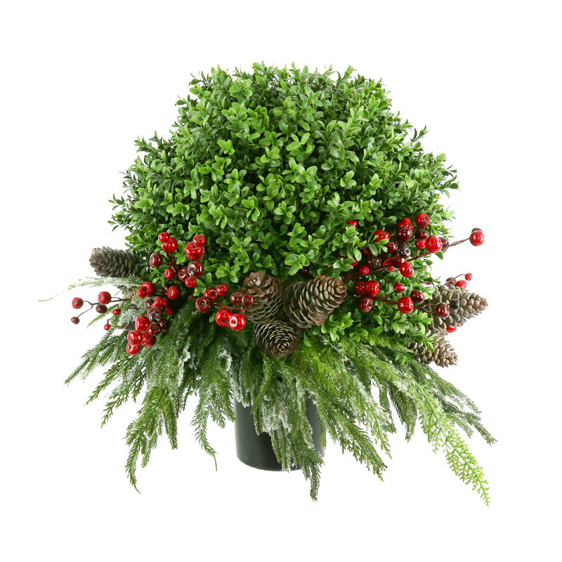 Farmhouse Holiday Wreath and UV Boxwood Drop-In