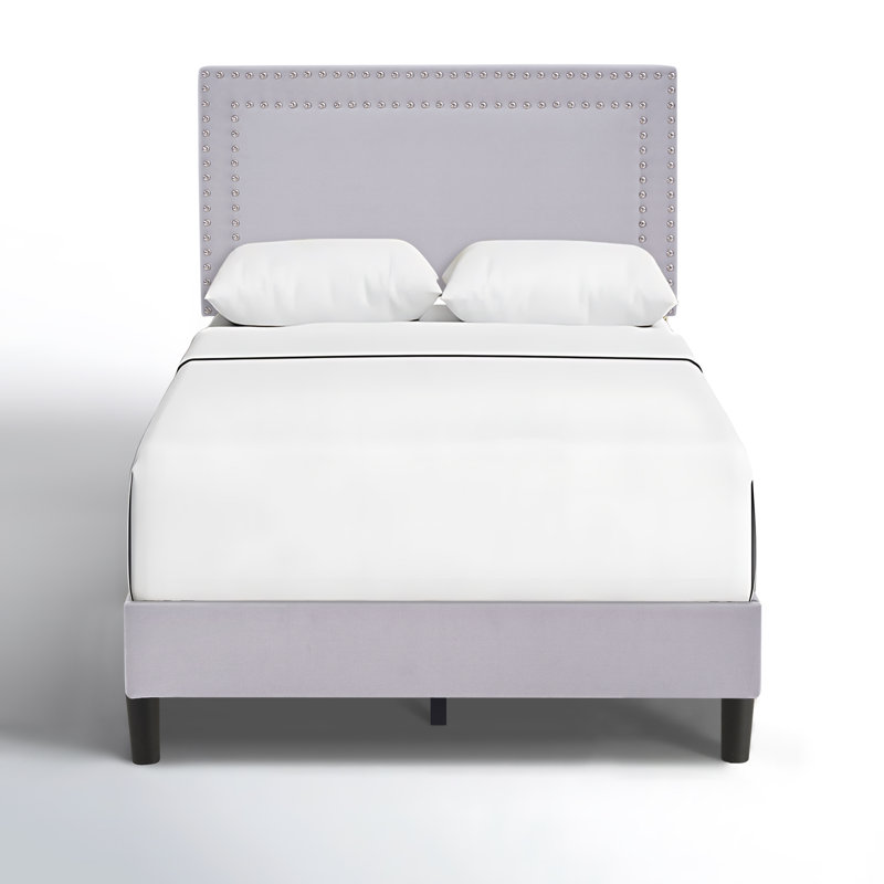 Cadena 2 Pack Light Gray Twin Upholstered Platform Bed Frame with Tufted Adjustable Headboard,Noise-Free Twin Size Bed with 8 Inch Under-Bed Storage