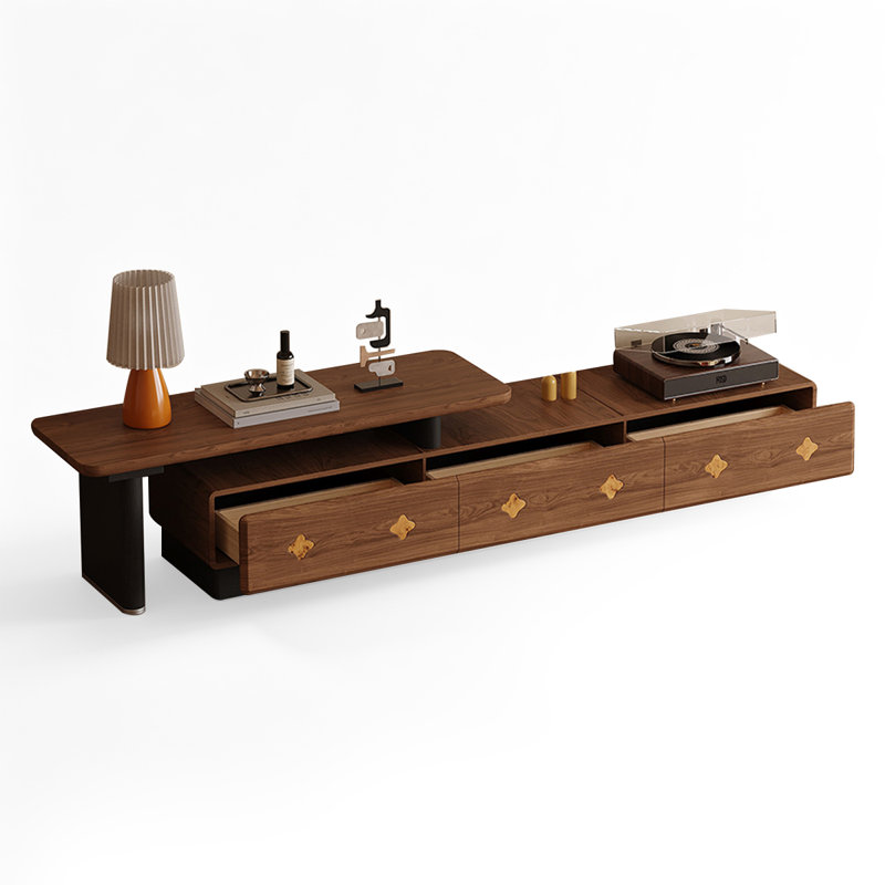 Meuble télé rétro en bois manufacturé brun noisette