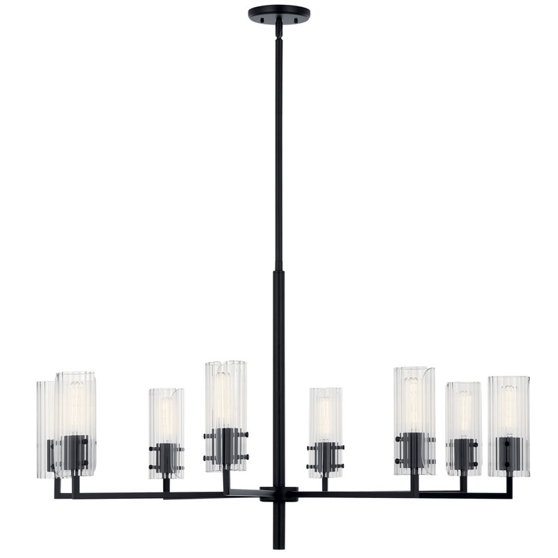 Lustre 8 lumières 40,25 "40,25", Noir satiné
