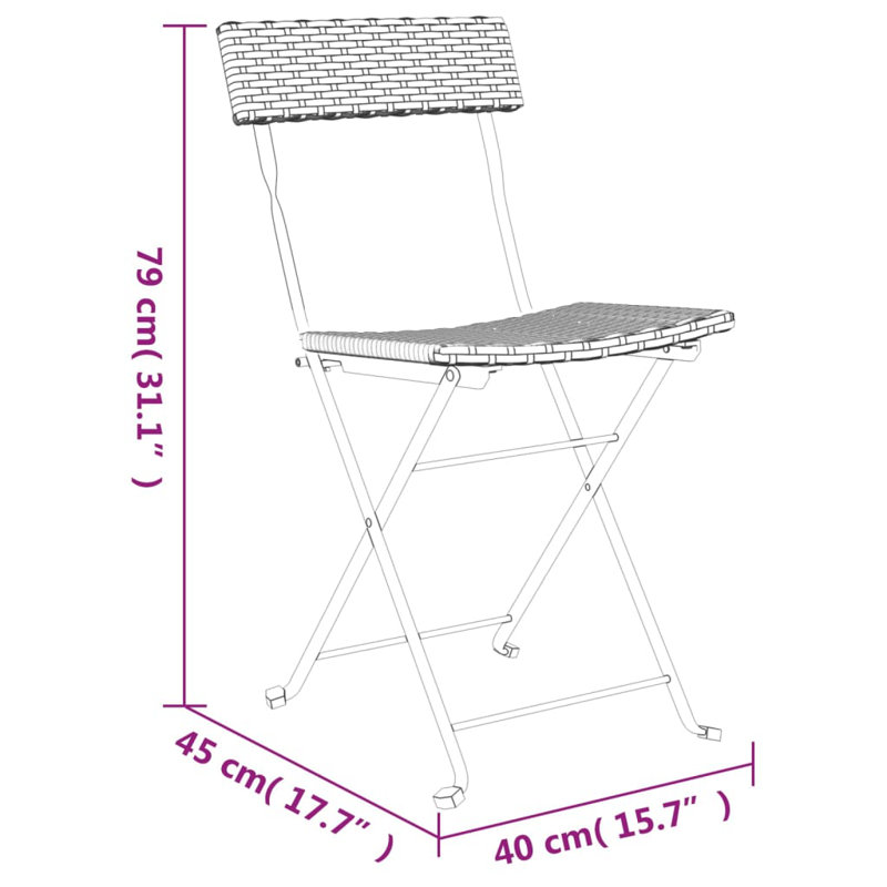 Alco Folding Patio Dining Side Chair, Grey