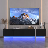 TV Console With Storage Cabinets, Remote Control, APP Control LED TV Stand, Full RGB Colour Selection, 31 Modes Changing Lights Modern Entertainment Centre