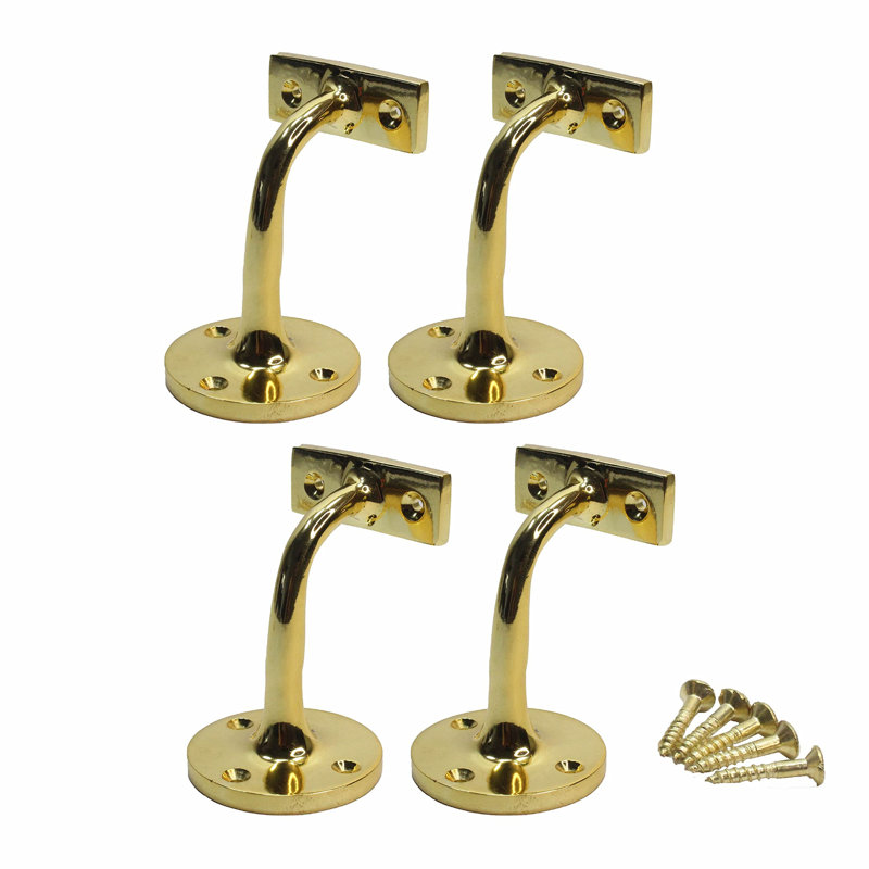 Handrail Bracket Brass Heavy Duty Bracket For Stair Railing Handrail Wall Mount With Screws 4 Pack