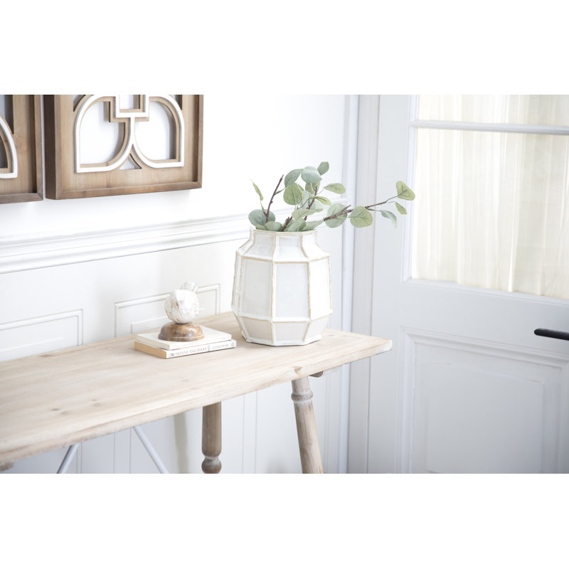 Ensemble de 2 vases de table en grès blanc / beige Allonia, H 9 po x l 8 po x P 8 po