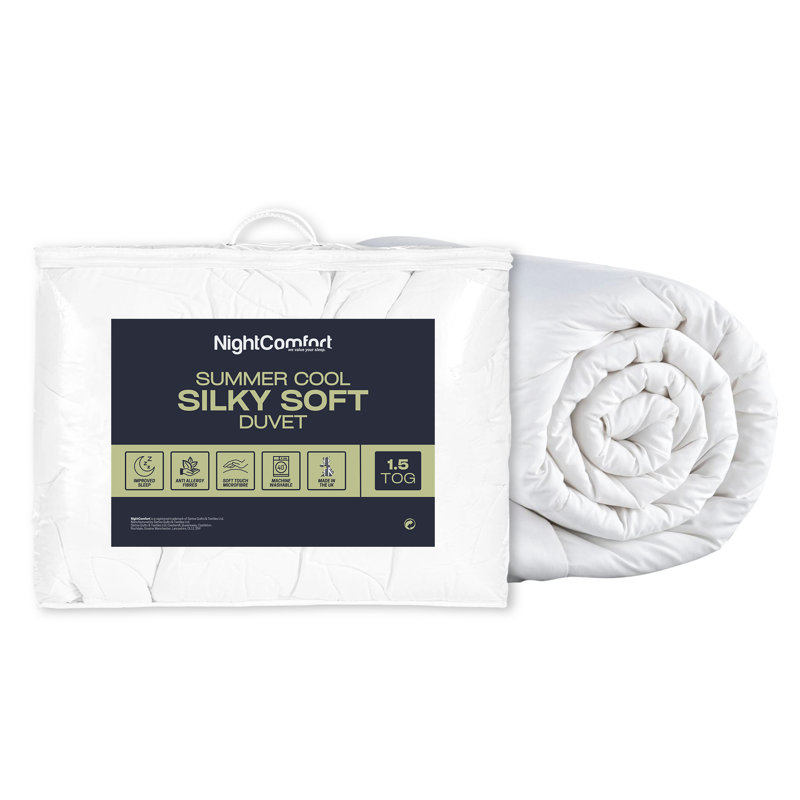 NightComfort Silky Soft Anti-Allergy Summer Season Microfibre 1.5 Tog Duvet, Single