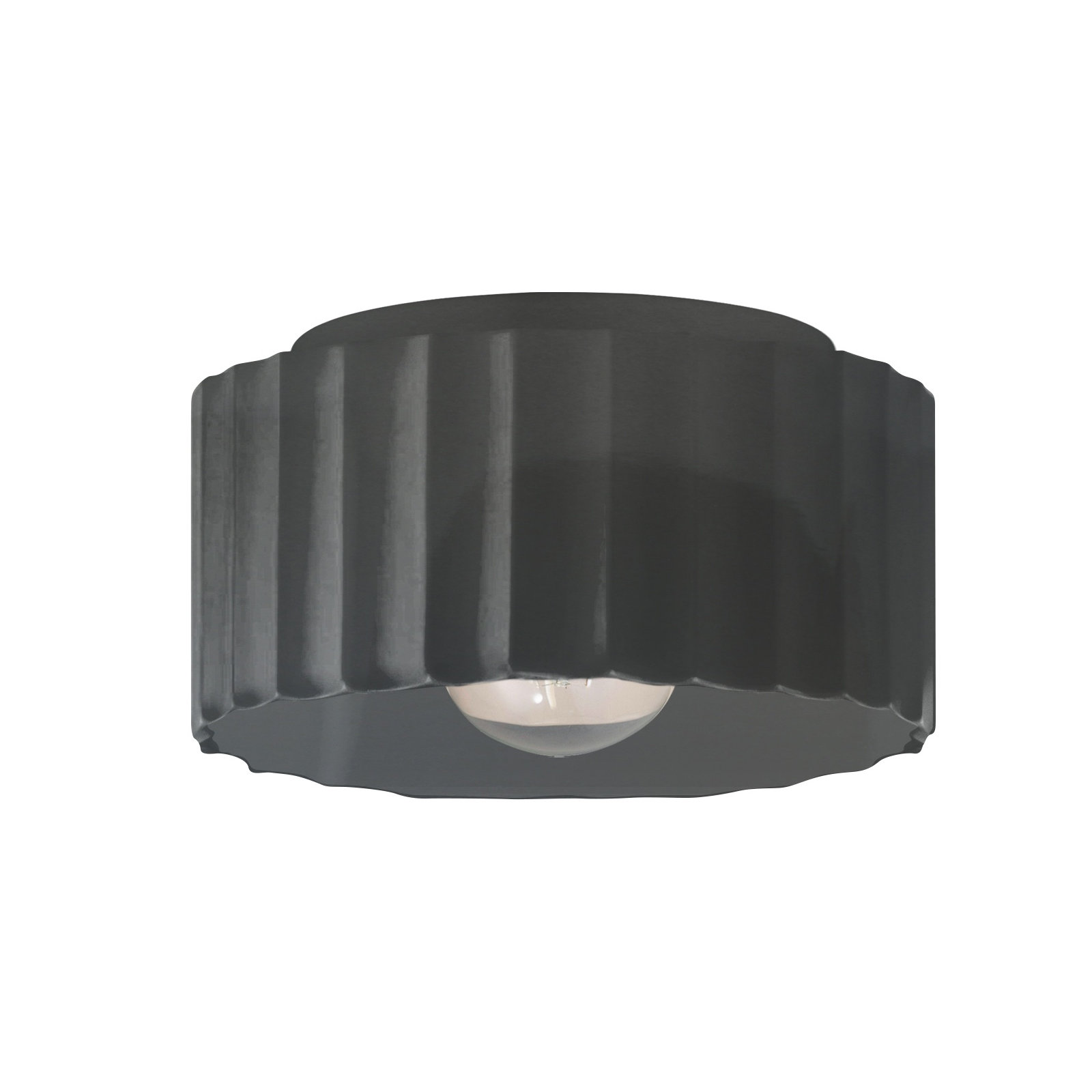 Colgate Single Light Ceramic Flush Mount, Gloss Gray, 6.5" H x 10" W x 10" D