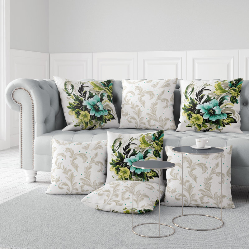 Botanic Bliss Floral Reversible Throw Pillow, Green/Yellow Floral, 16"H x 16"W