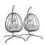 Ensemble de 2 chaises à œufs suspendues en rotin tissé avec structure en acier thermolaqué-500844917