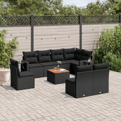  Ensemble de canapé de jardin noir