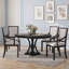 Ensemble de salle à manger rétro extensible rond de 5 pièces avec quatre fauteuils rembourrés-775405975