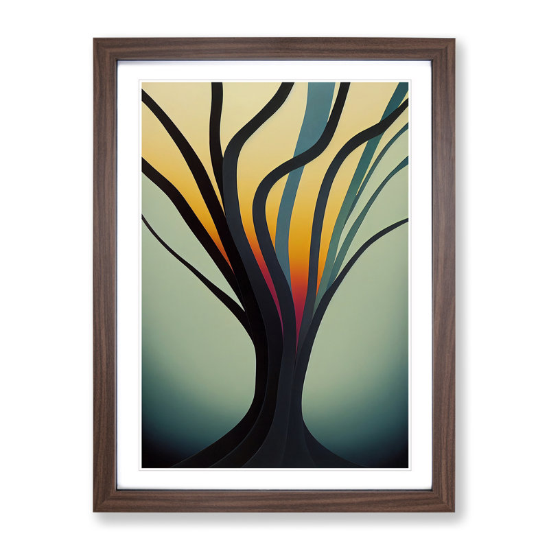 Splendid Abstract Tree No.2 - Wall Art, 34cm H x 25cm W x 2cm D, Walnut Framed