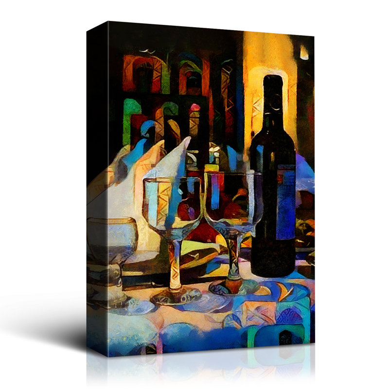 «Khiri», verres à vin abstraits sur toile, H 12 po x l 18 po x P 1,5 po