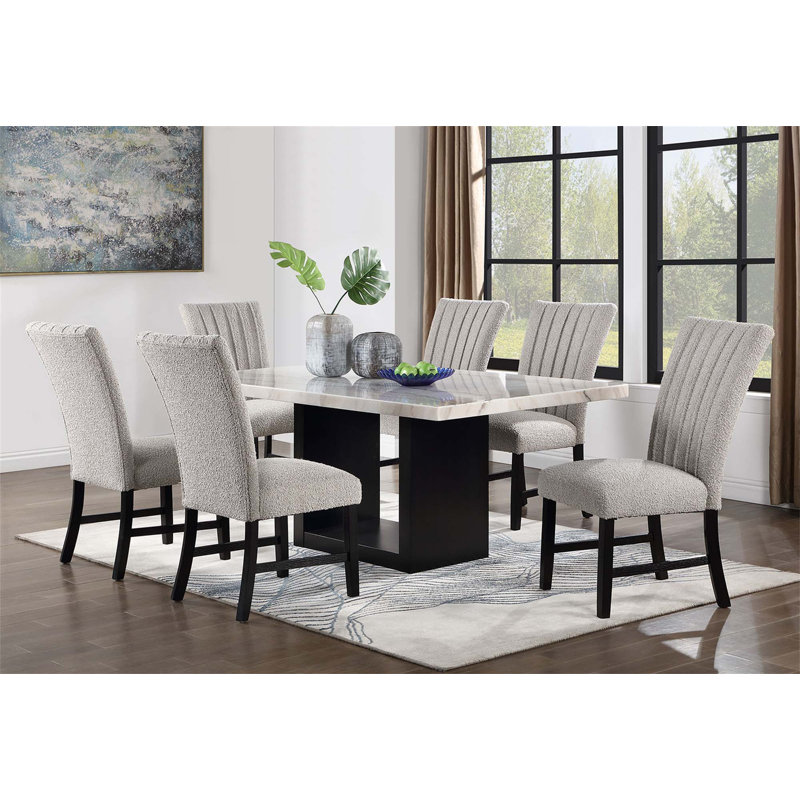 Attractive Elegant White Genuine Marble Table Top With Solidwood Base, Perfect For Dining Rooms And Modern Interiors.