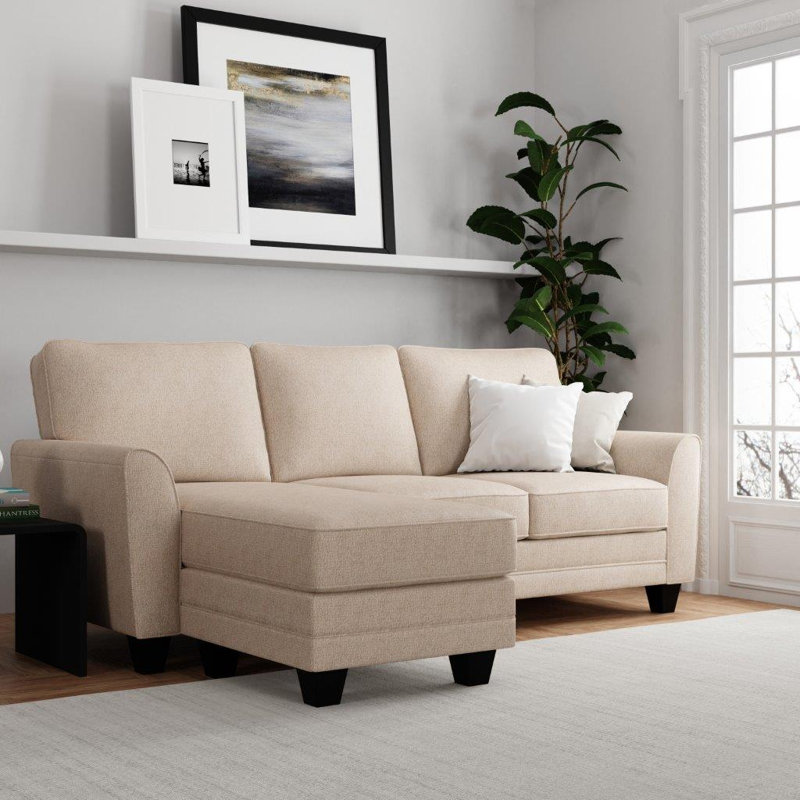 Canapé modulaire à méridienne rembourré Aliciana, Polyester mastic