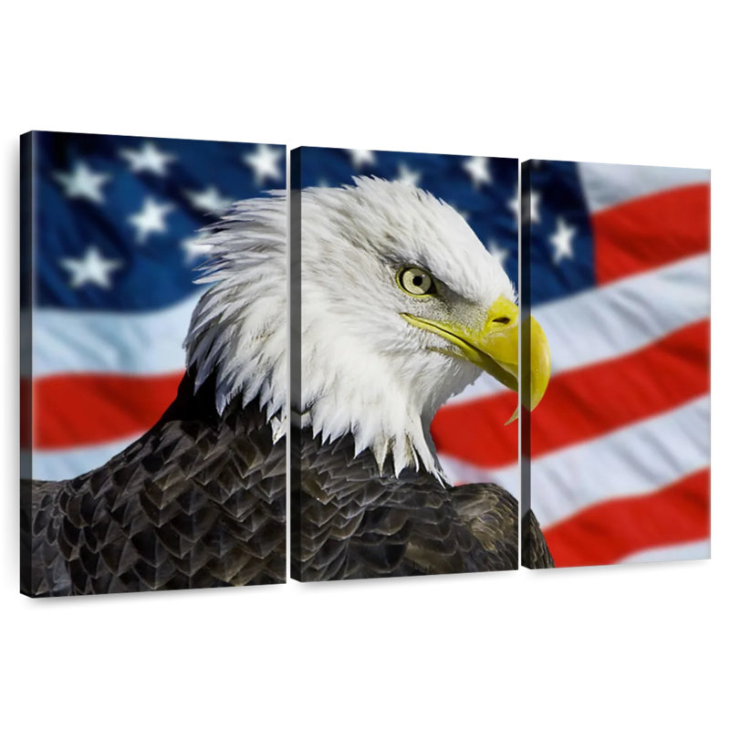 Brampt Patriotic Alaskan Bald Eagle, 28" H x 45" W