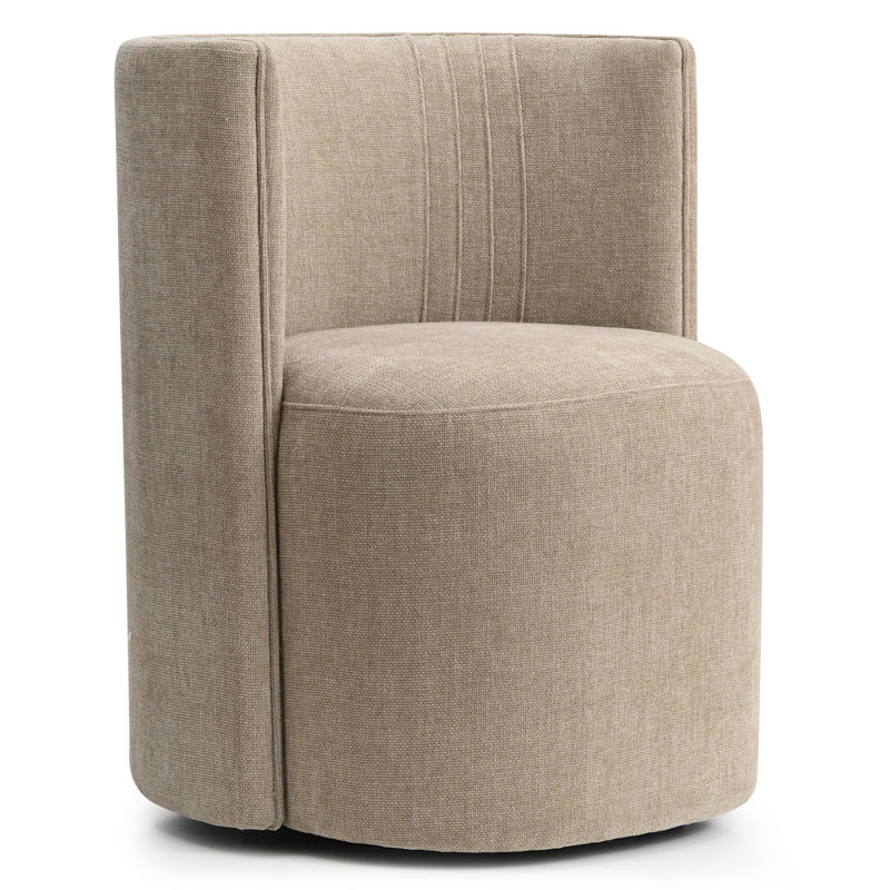 Fauteuil d'appoint moderne en tonneau avec roulettes, Kaki