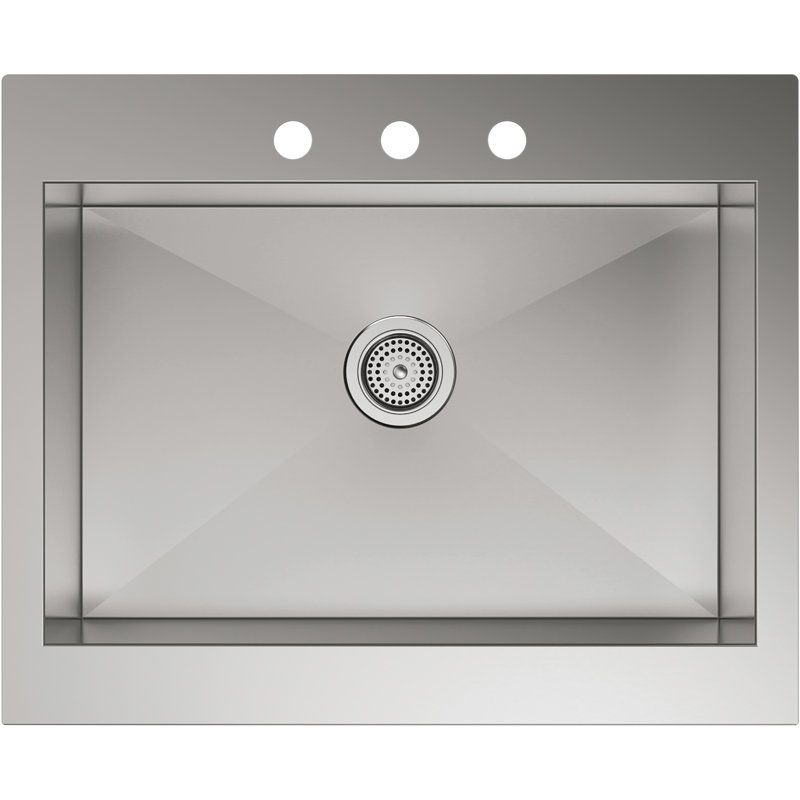 Vault 29-3/4" x 24-5/16" x 9-5/16" Top-Mount Single-Bowl Stainless Steel Kitchen Sink with Shortened Apron-Front for 30"Cabinet