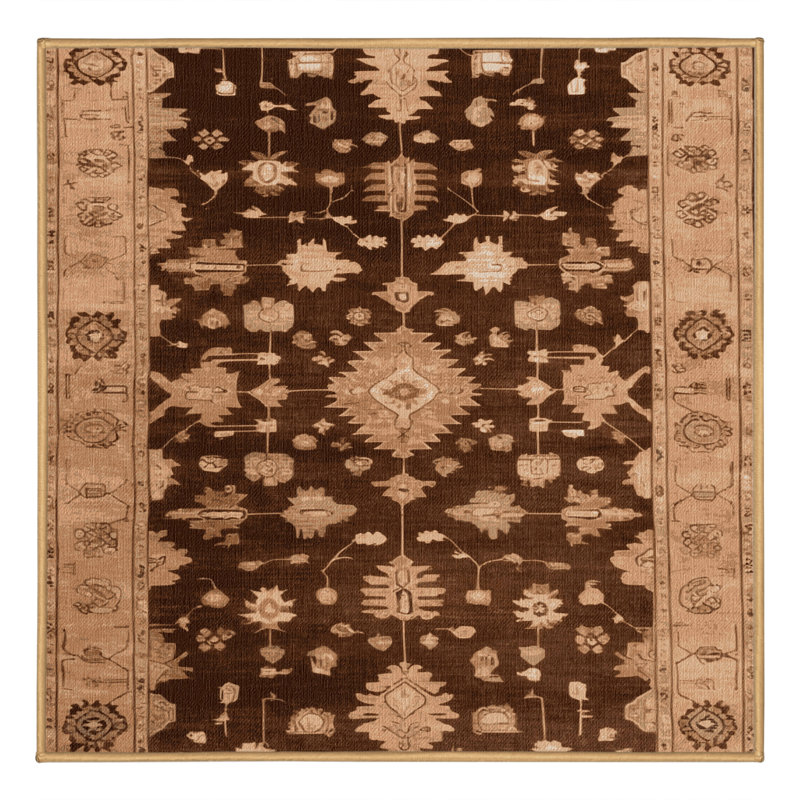 Tapis brun lavable à la machine, Carré 3 pi