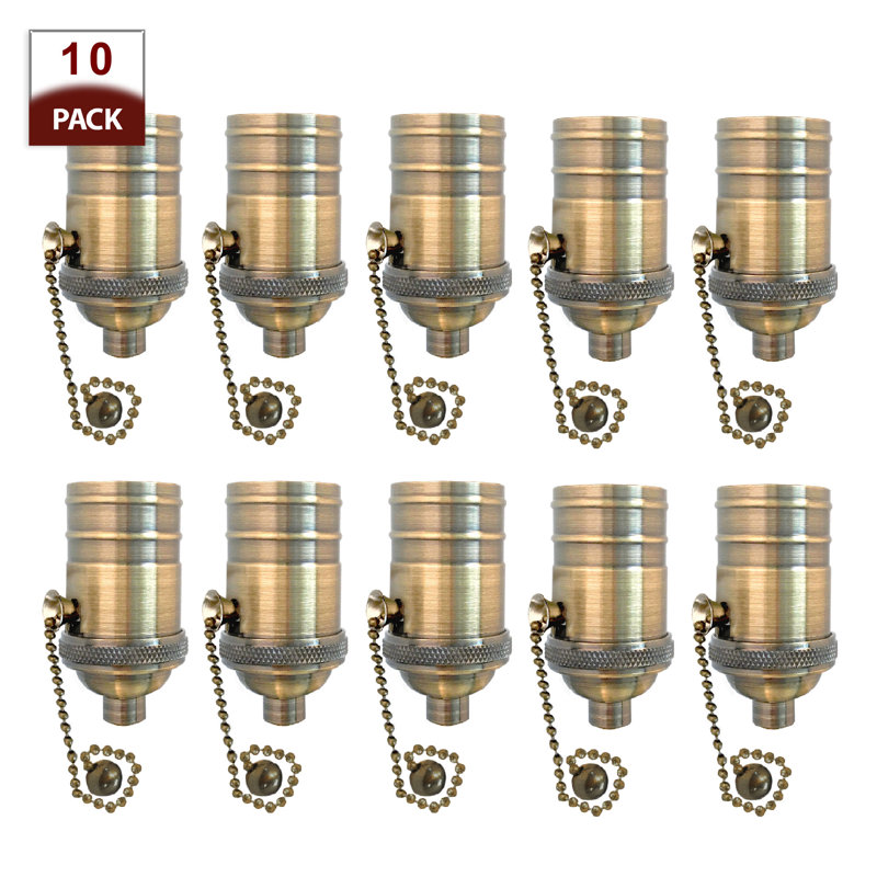 Pull Chain Lamp Socket Lighting Kit, Antique Brass