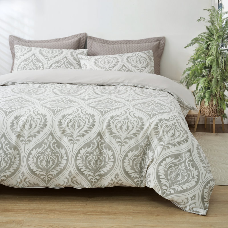 Housse de couette Moon Sky Speckled Heather Grey Ogee, Housse de couette très grand californien et 2 tai