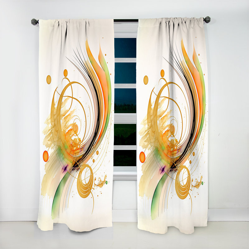 Golden Spiral Movement II - Modern Curtain - Velvet Room Darkening - 1 panel, 52" W x 90" L