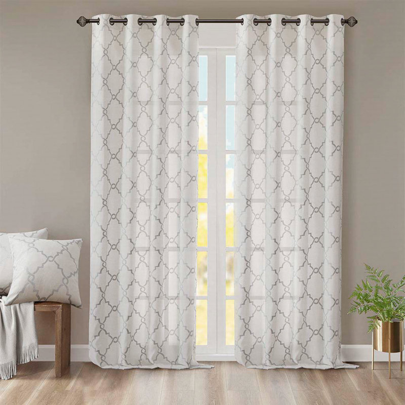 Stamatoula Single Panel, Ivory/Grey, 50" W x 108" L
