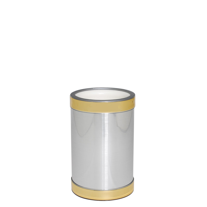 Refroidisseur à vin en argent brossé avec bande dorée, Argent / jaune