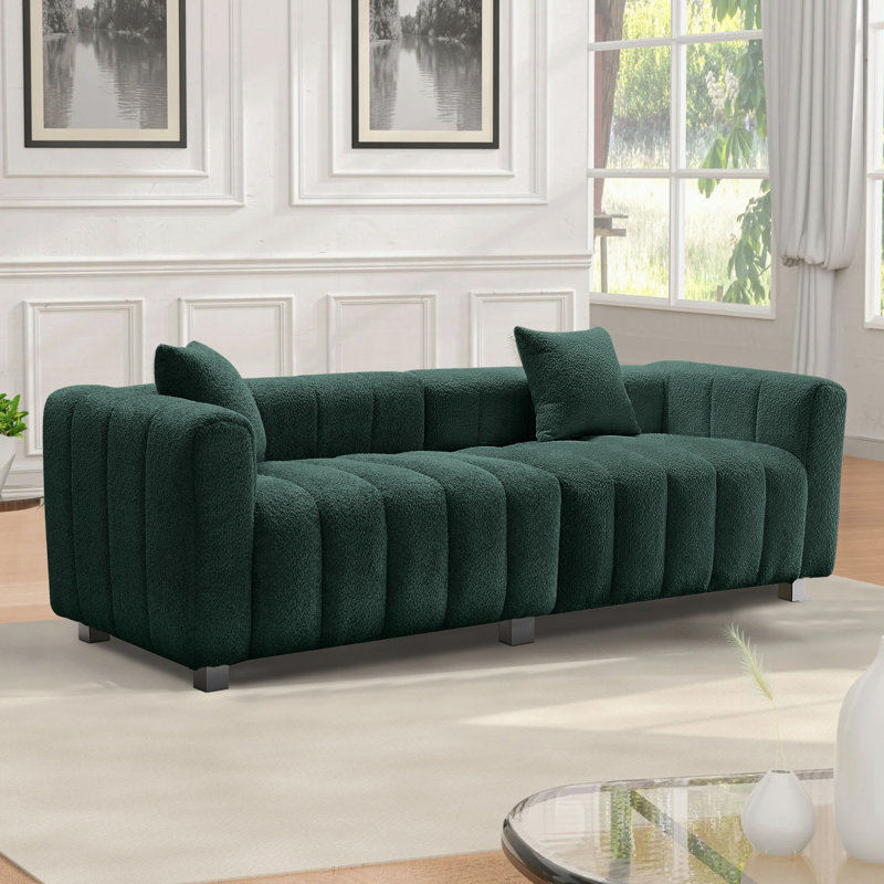 Canapé modulaire en velours 3 places de qualité supérieure avec pieds en métal, Tissu vert