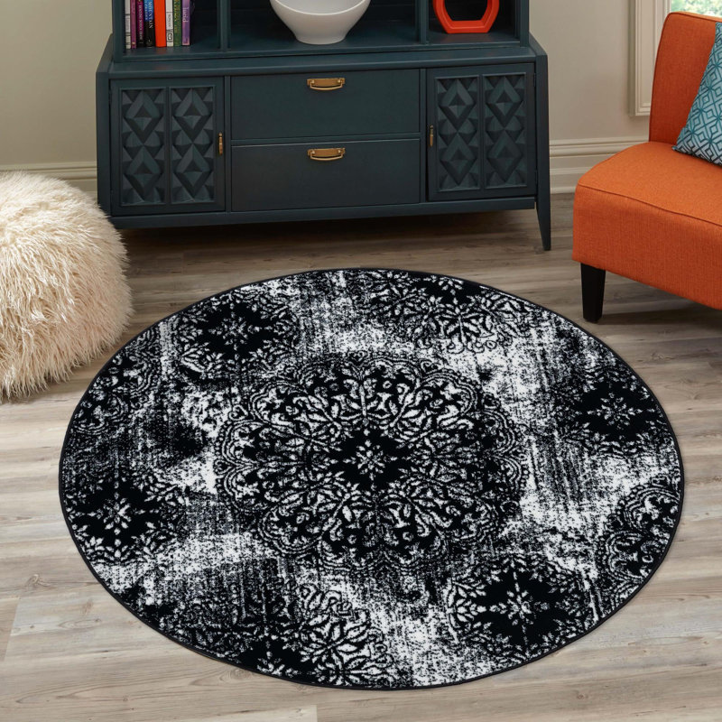 Tapis campagnard et floral Sandrine, Rond 7 pi
