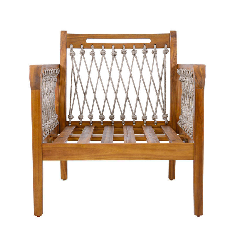 Chaise longue d'extérieur en bois d'acacia avec corde tissée à la main Giorgi, Brun / Beige
