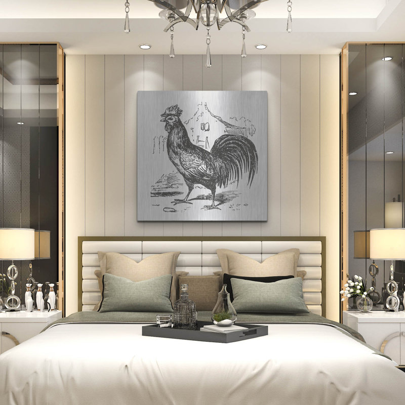 August Grove® «R mobile Rooster» par Art Licensing Studio, art mural en métal, H 36 po x l 36 po