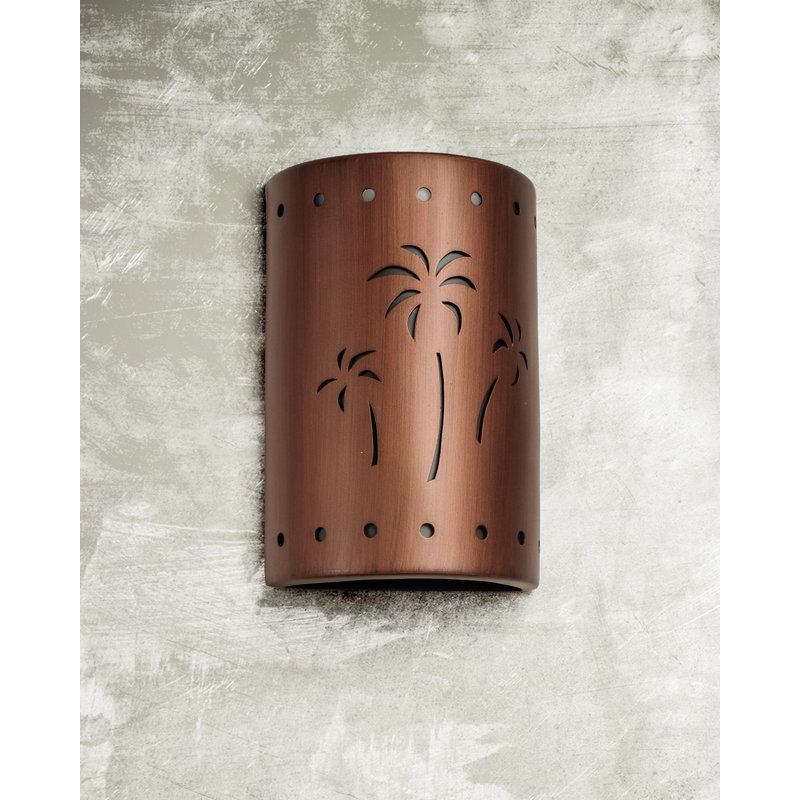Hockinson Ceramic Outdoor Wall Light, LED Bulb Included, 15" H x 10" W x 5" D, Rubbed Copper